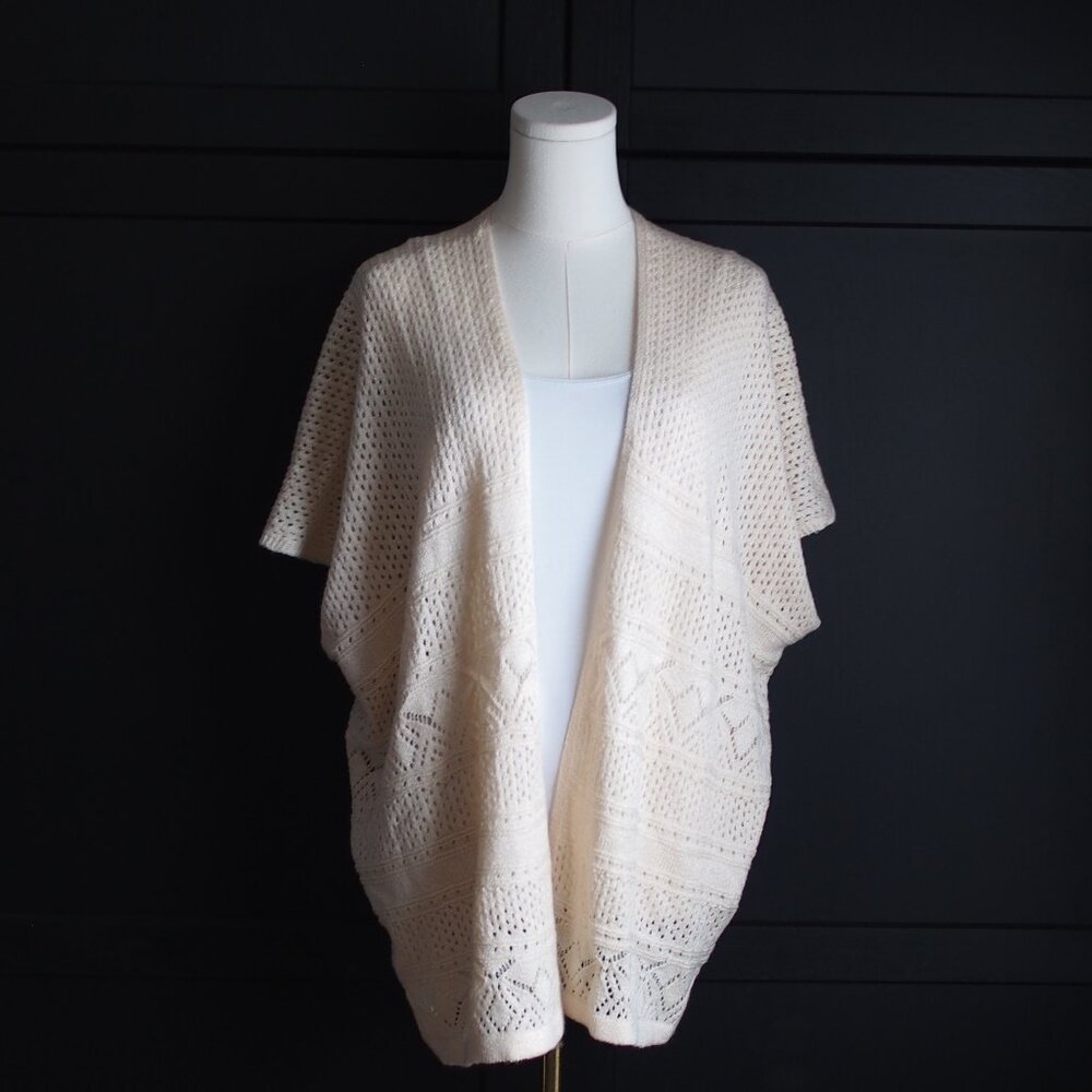 Sadie & Sage | Open-Front Diamond Lace Pattern Knit Cardigan